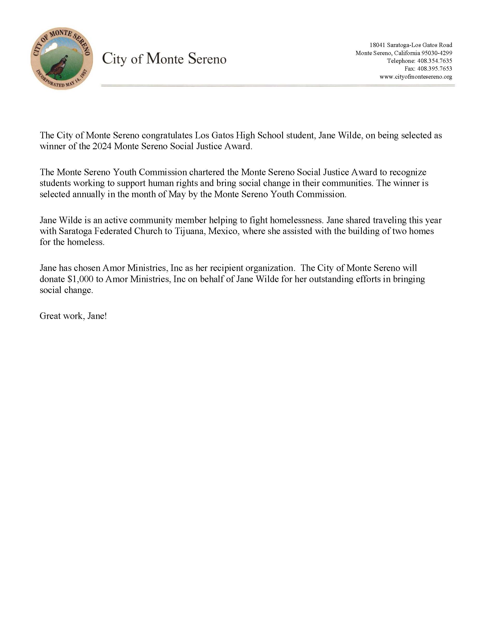 2024 Social Justice Award Winner